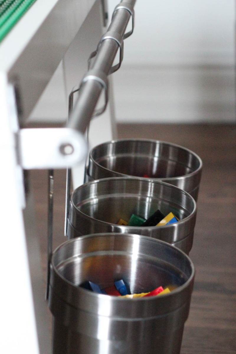 DIY Lego Table With Hanging Buckets For Storage
