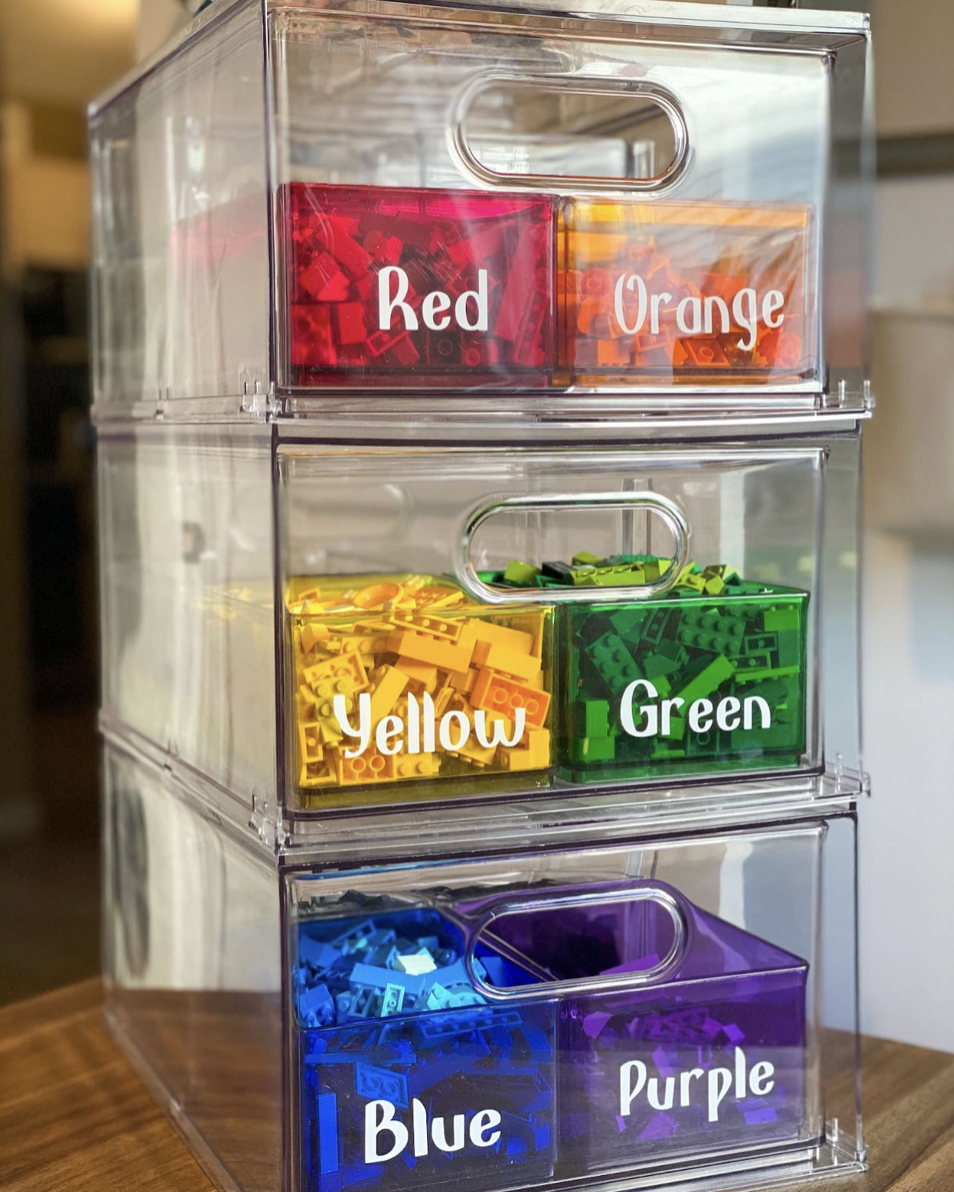 Color Coded Transparent Stackable Boxes For Lego