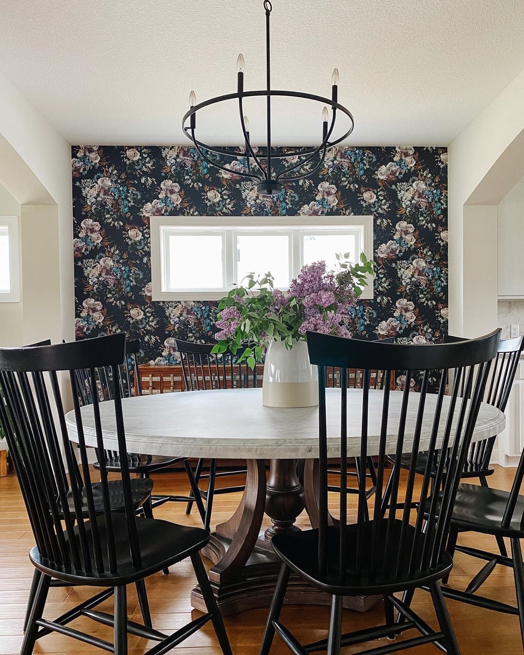 Bold Colored Floral Mural For Dining Room