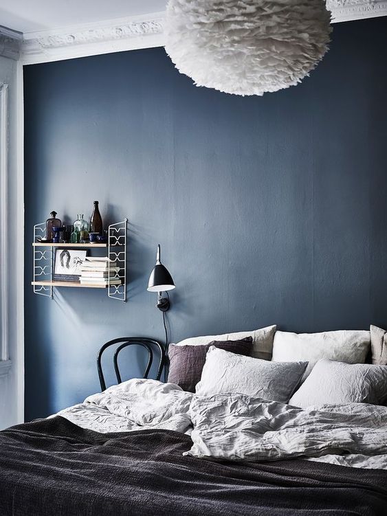 Blue Accent wall Bedroom