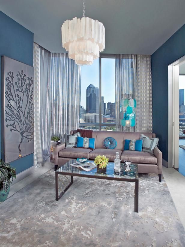 Dark Blue Accent Wall With Dramatic Interiors