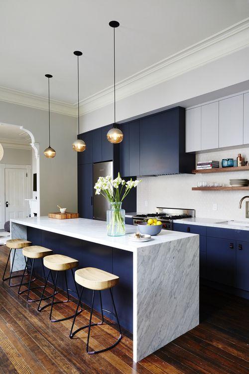 Navy Blue Accent Wall Kitchen