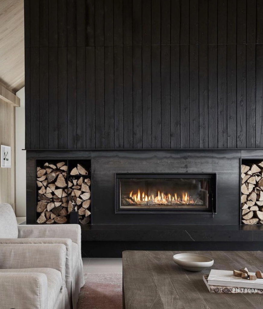 Black Shiplap Accent Wall For Fireplace
