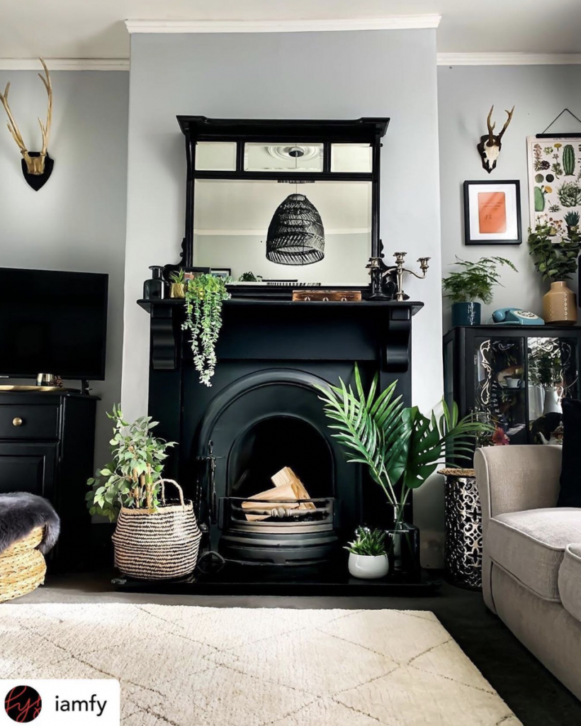Black Fireplace Mantel Decor