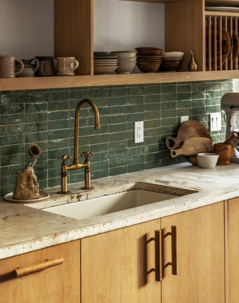 Green Tile In A Rustic Kitchen