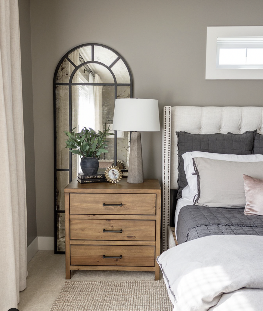 Mirrors Behind Nightstand Ideas In A Neutral Color Bedroom Sleep Space