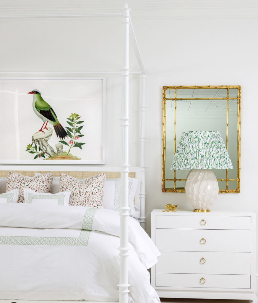 Gold Frame Mirrors Next To Bed 