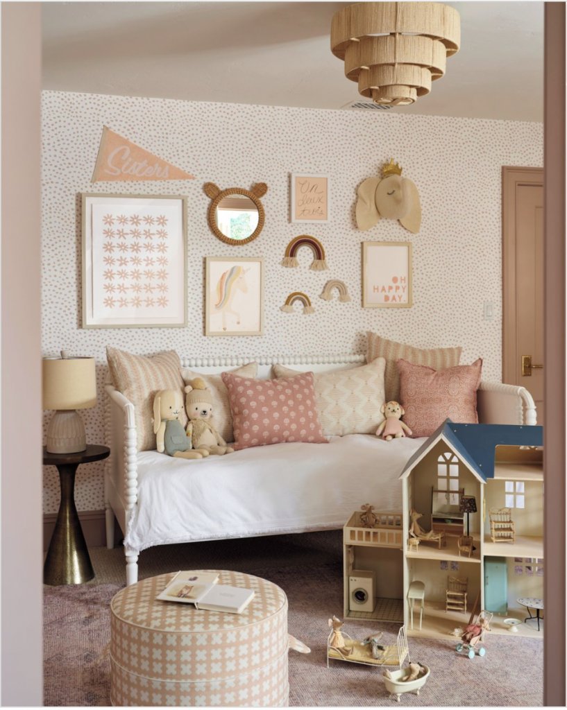 Pink Carpet And White Bed For Toddler Girl Bedroom
