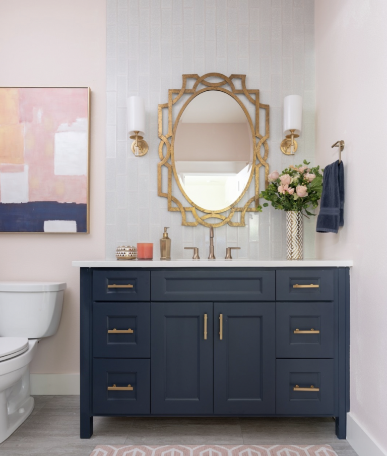 30 Navy Blue Vanity Bathroom Ideas You Will Love
