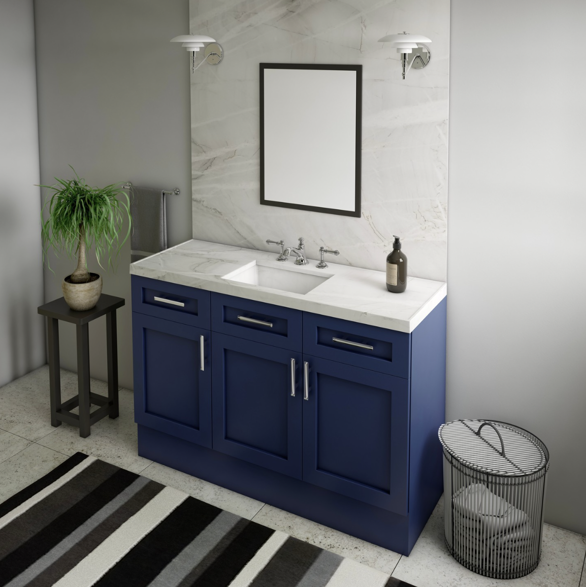 30 Navy Blue Vanity Bathroom Ideas You Will Love