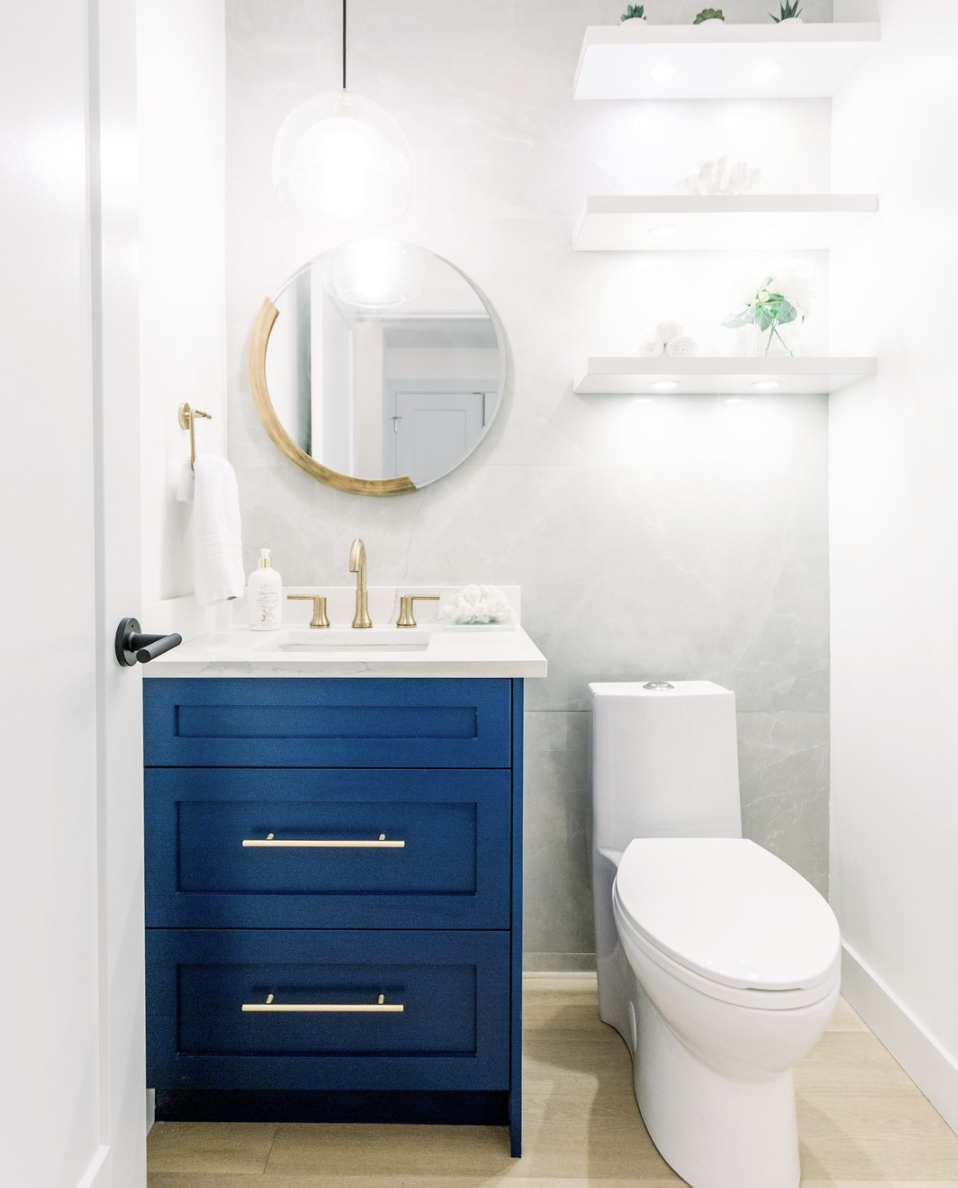 30 Navy Blue Vanity Bathroom Ideas You Will Love