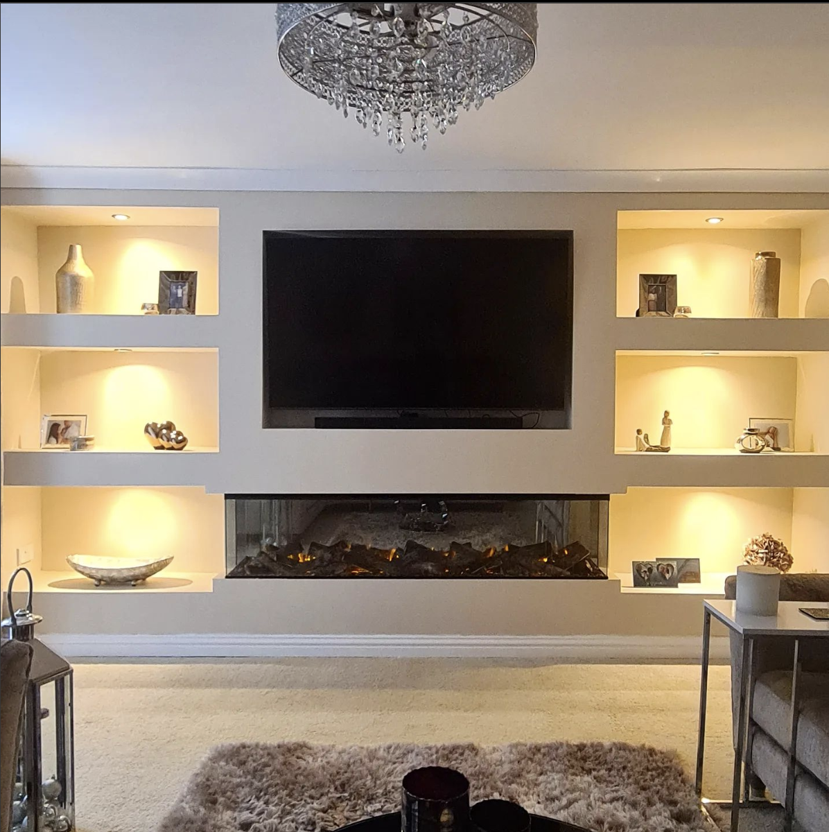 25 Practical Yet Beautiful Electric Fireplace With TV Above Ideas