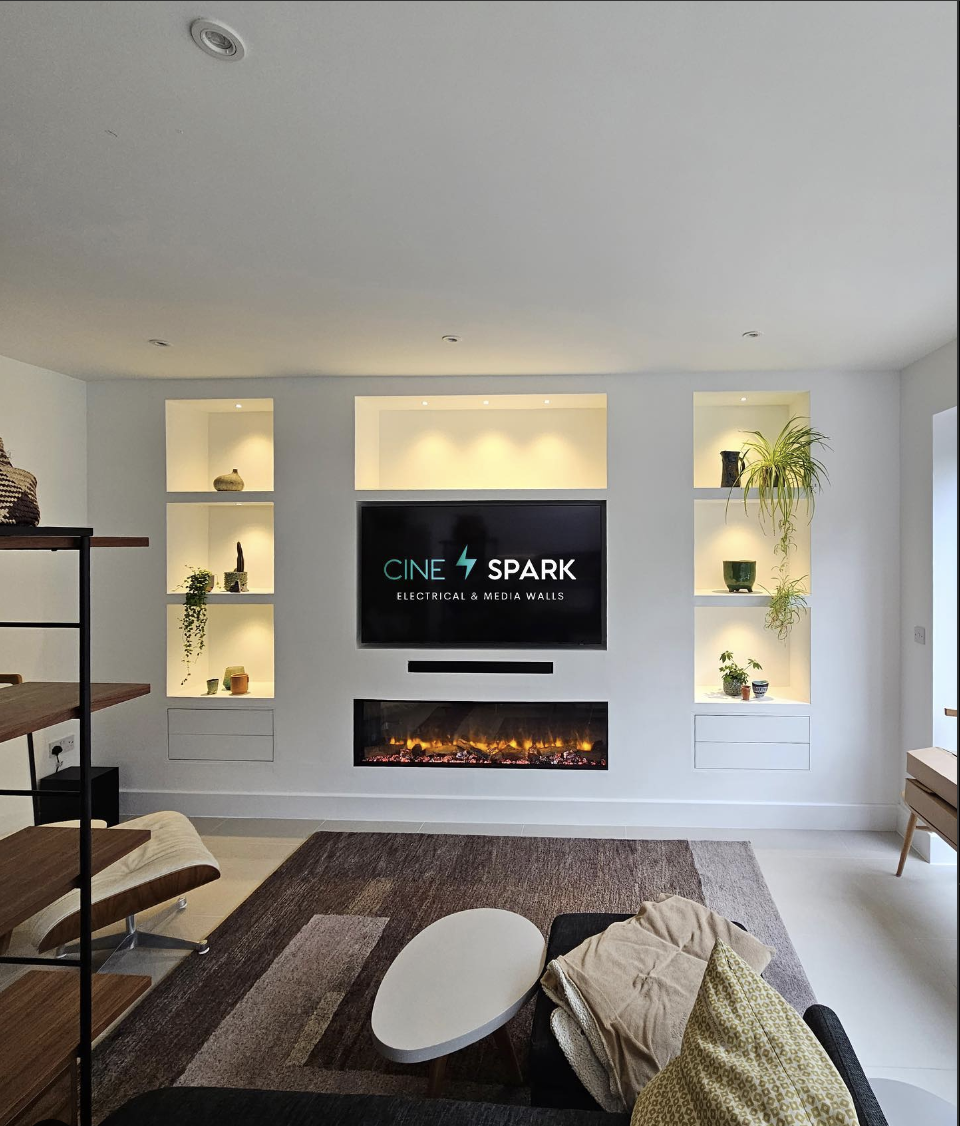 25 Practical Yet Beautiful Electric Fireplace With TV Above Ideas