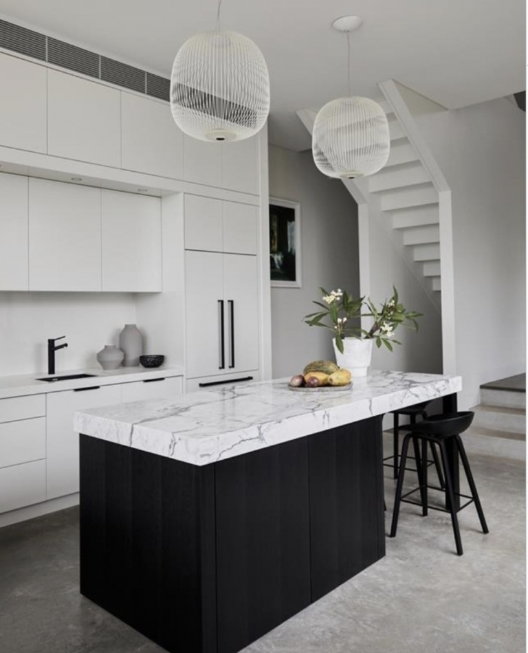 30 Modern White Kitchen With Black Island Ideas