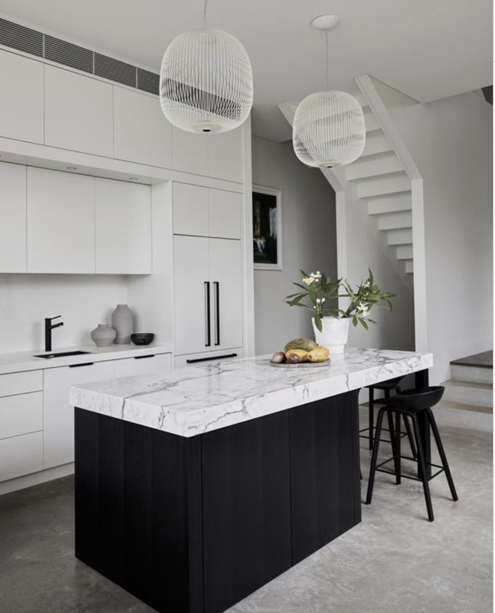30 Modern White Kitchen With Black Island Ideas