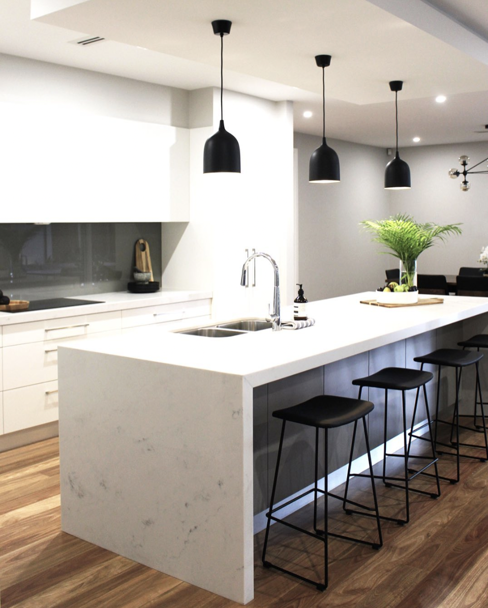 30 Amazing Waterfall Kitchen Island Countertops You Should Try