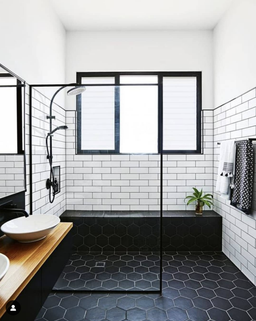 Black Hex Tile Shower Floor