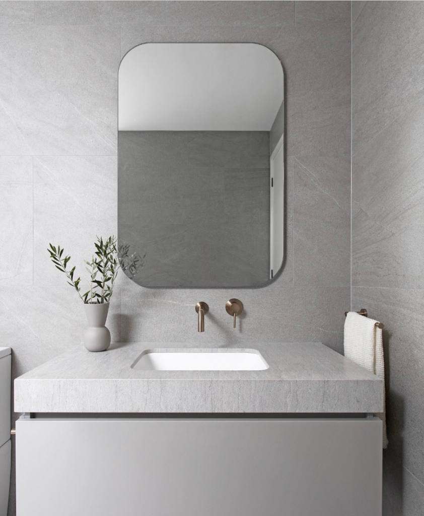 Grey Bathroom With Matching Vanity
