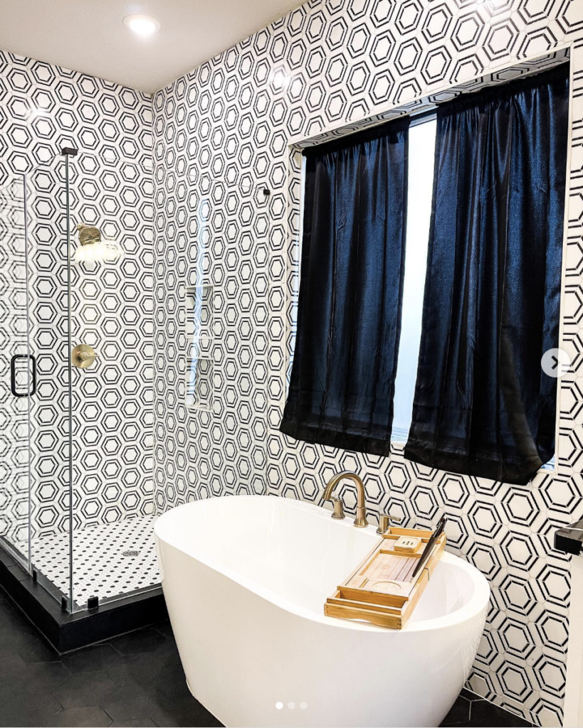 Black And White Mosaic Tile Bathroom Backsplash