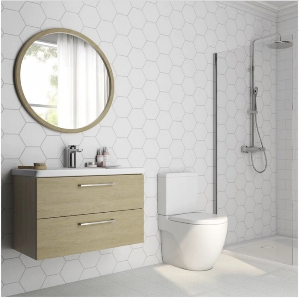 White Hexagon Tile Bathroom