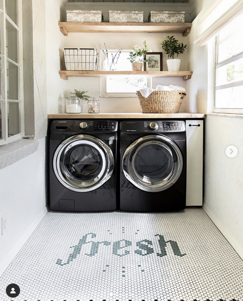 Penny Round Tile Flooring For Laundry Room