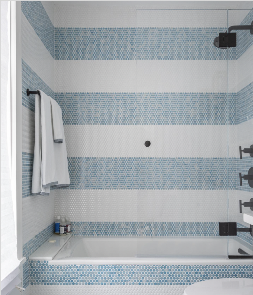 Blue And White Stripped Sq Ft Shower Ideas
