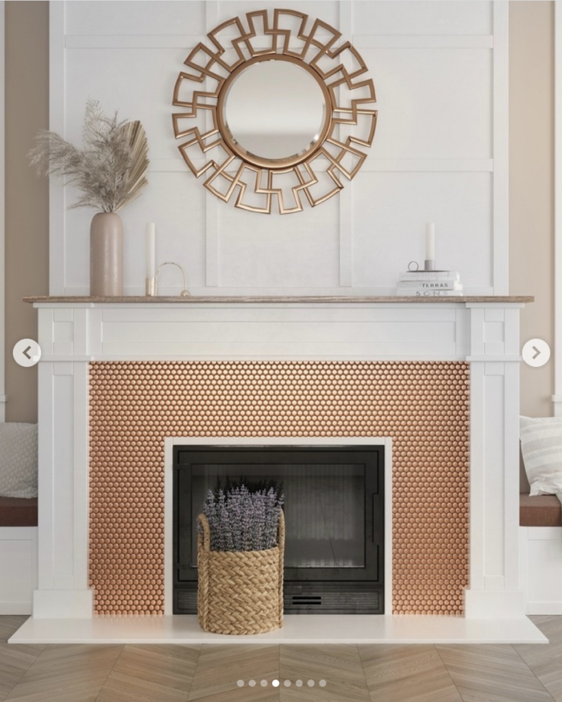 Copper Merola Tiles For Fireplace
