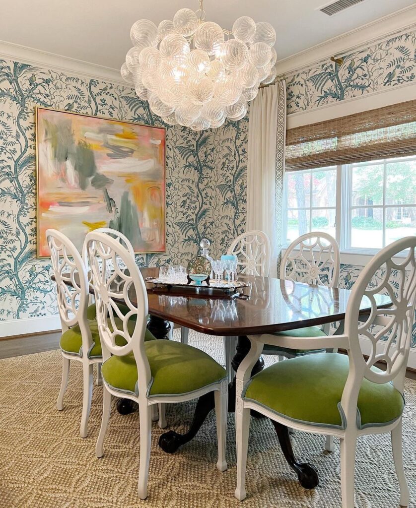 Green Cushioned Chairs And Jute Best Rugs For Under Dining Table