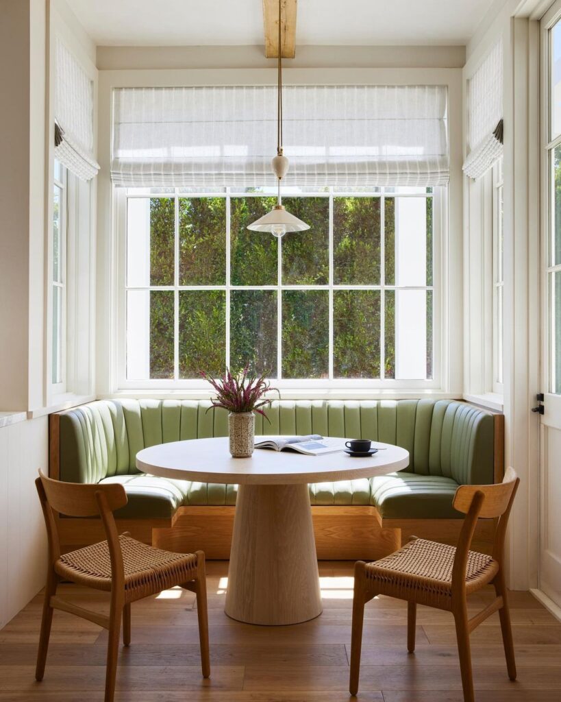 Green Window Seat Breakfast Nook