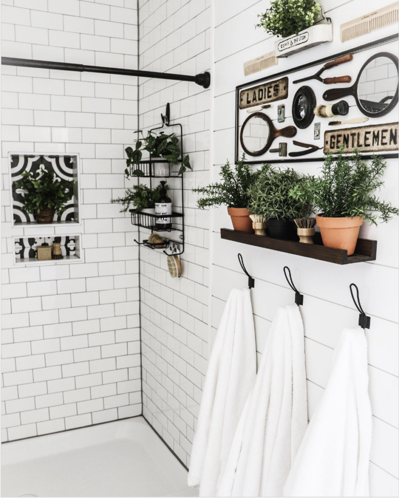 Subway Tile Shower For A Painted Shiplap Bathroom Ideas