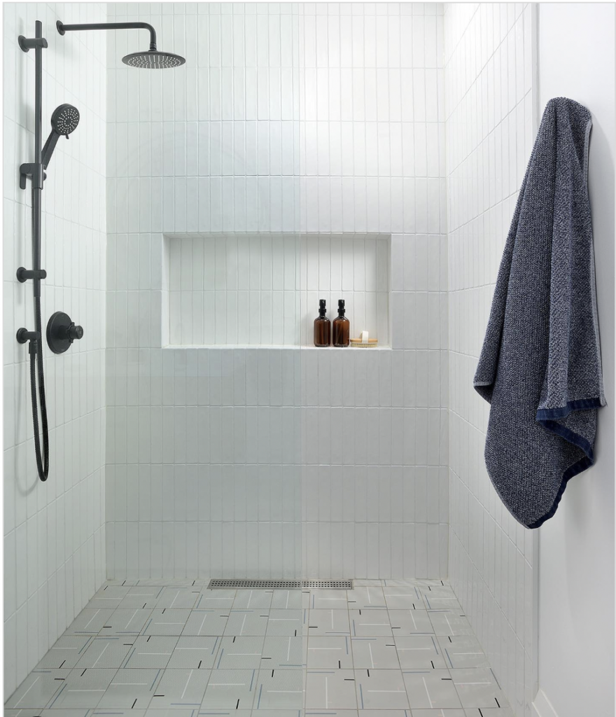White Vertical Tile In Shower