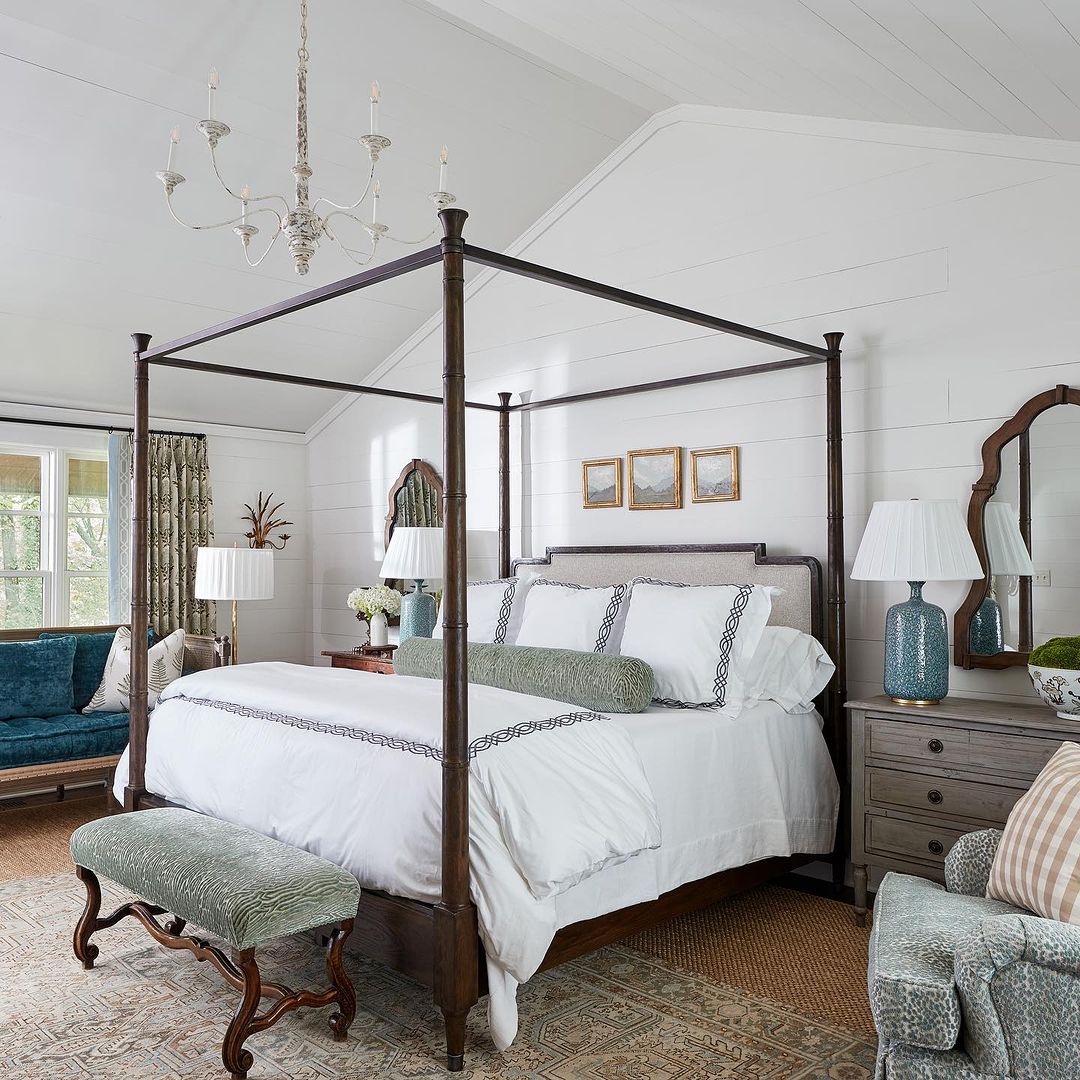 Timeless Elegance with a Coastal Flair - Vaulted Ceiling Bedroom Ideas