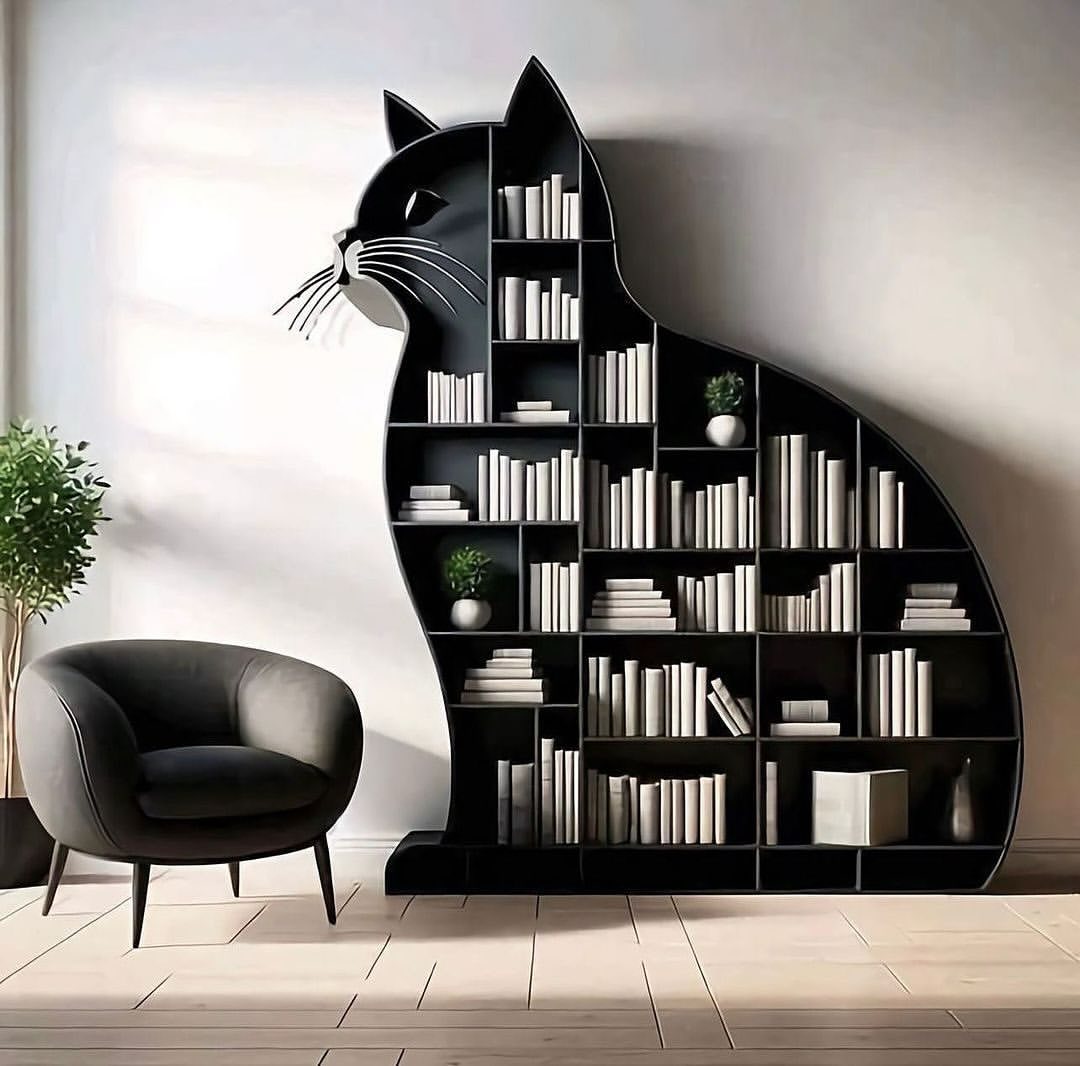 Feline Elegance: Playful Bookshelf Design