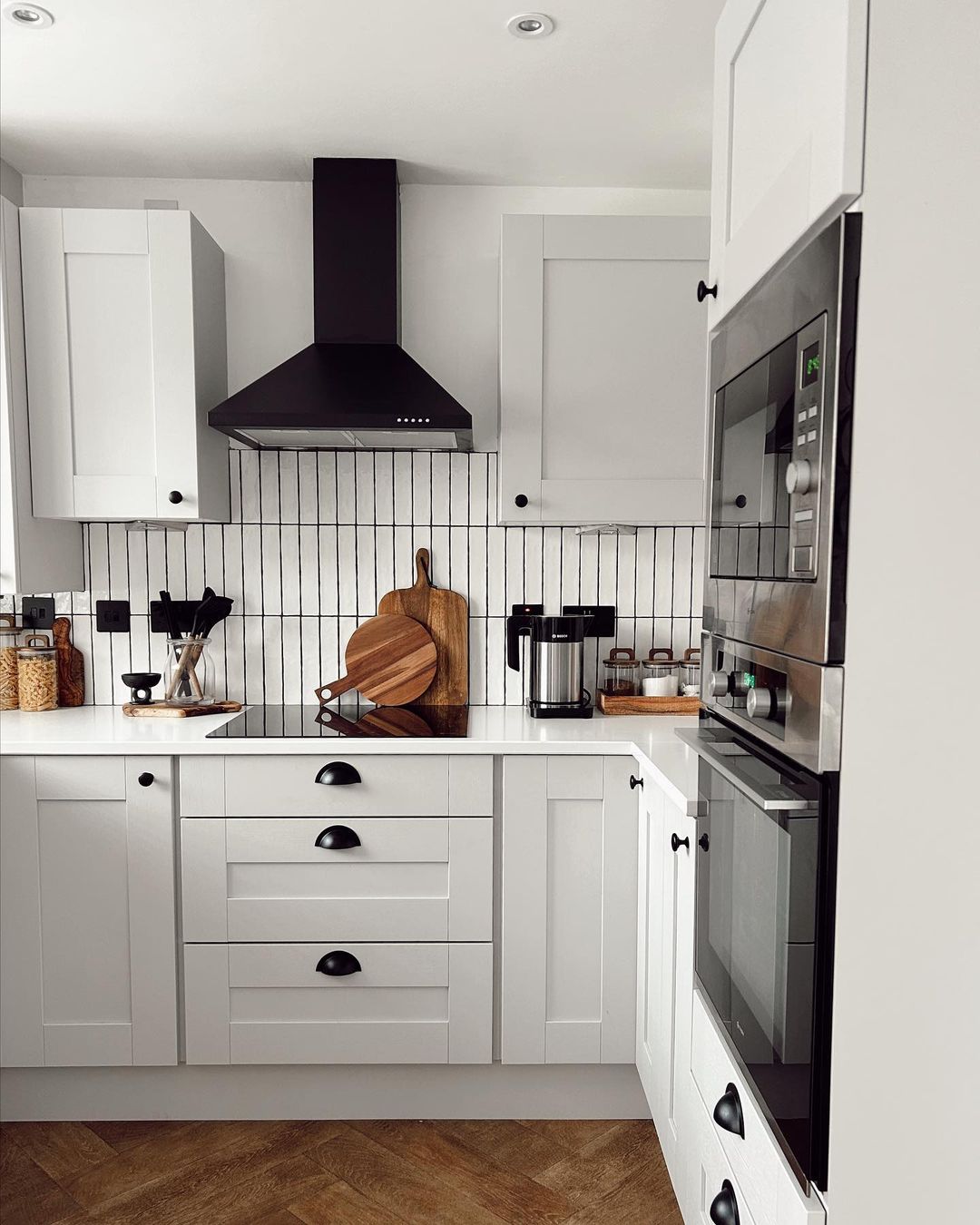 Graphic Modernity White Cabinets