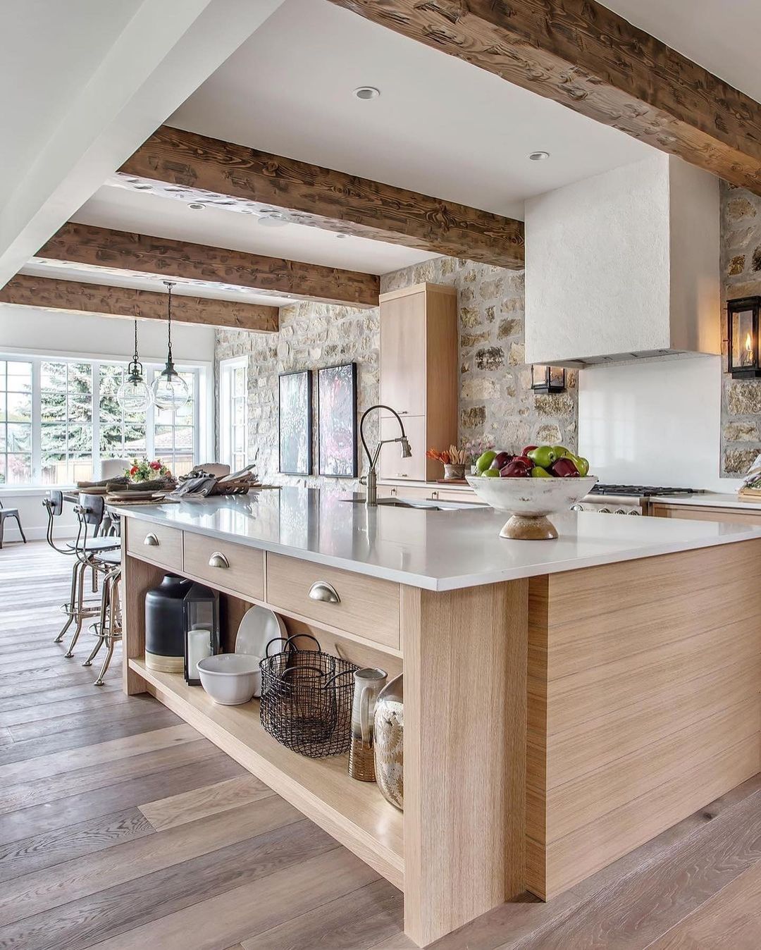 Modern Rustic Blend with Stained Beams