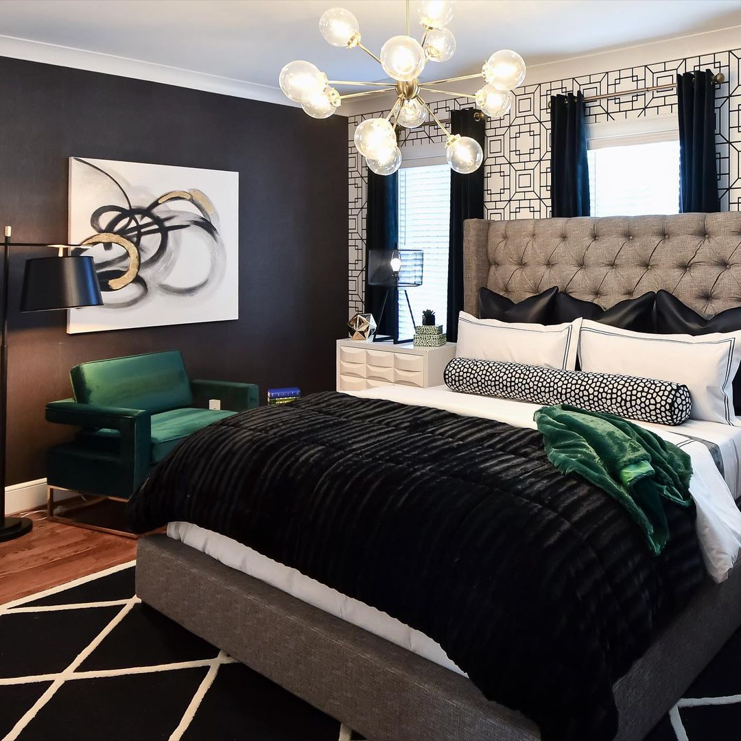 Onyx Opulence: Bedroom with Bold Contrasts