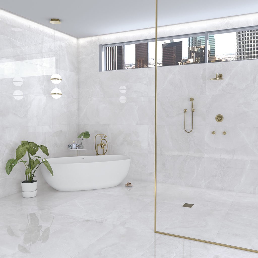 Urban Luxury with Full Marble Feature Tile On Shower