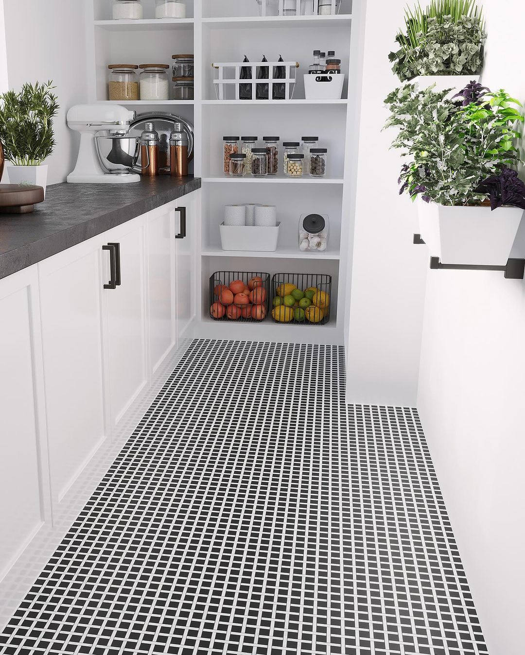 Monochrome Magic: Shaker Style in a Streamlined Pantry