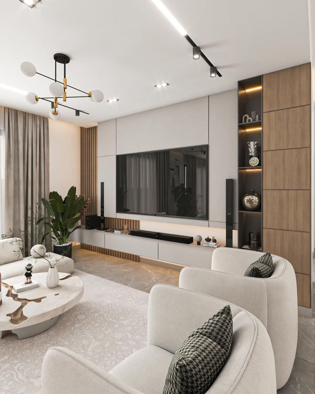 Modern Minimalist TV Room with Elegant Touches