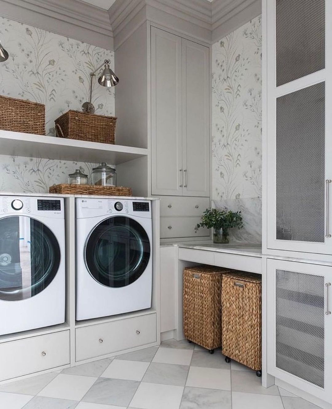 Sophisticated Floral Elegance in a Laundry Room