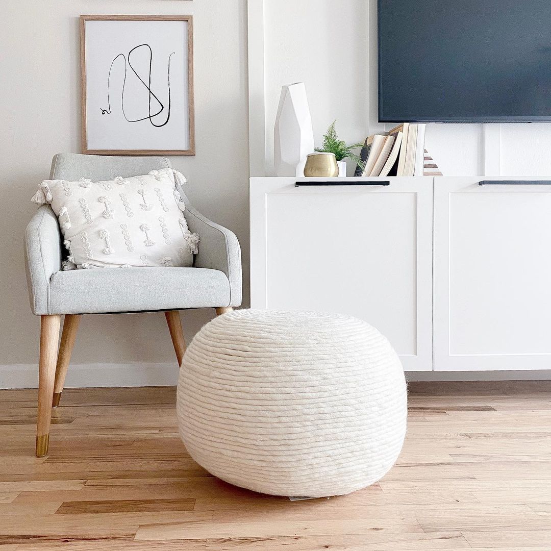 Minimalist Chic with a Textured Pouf