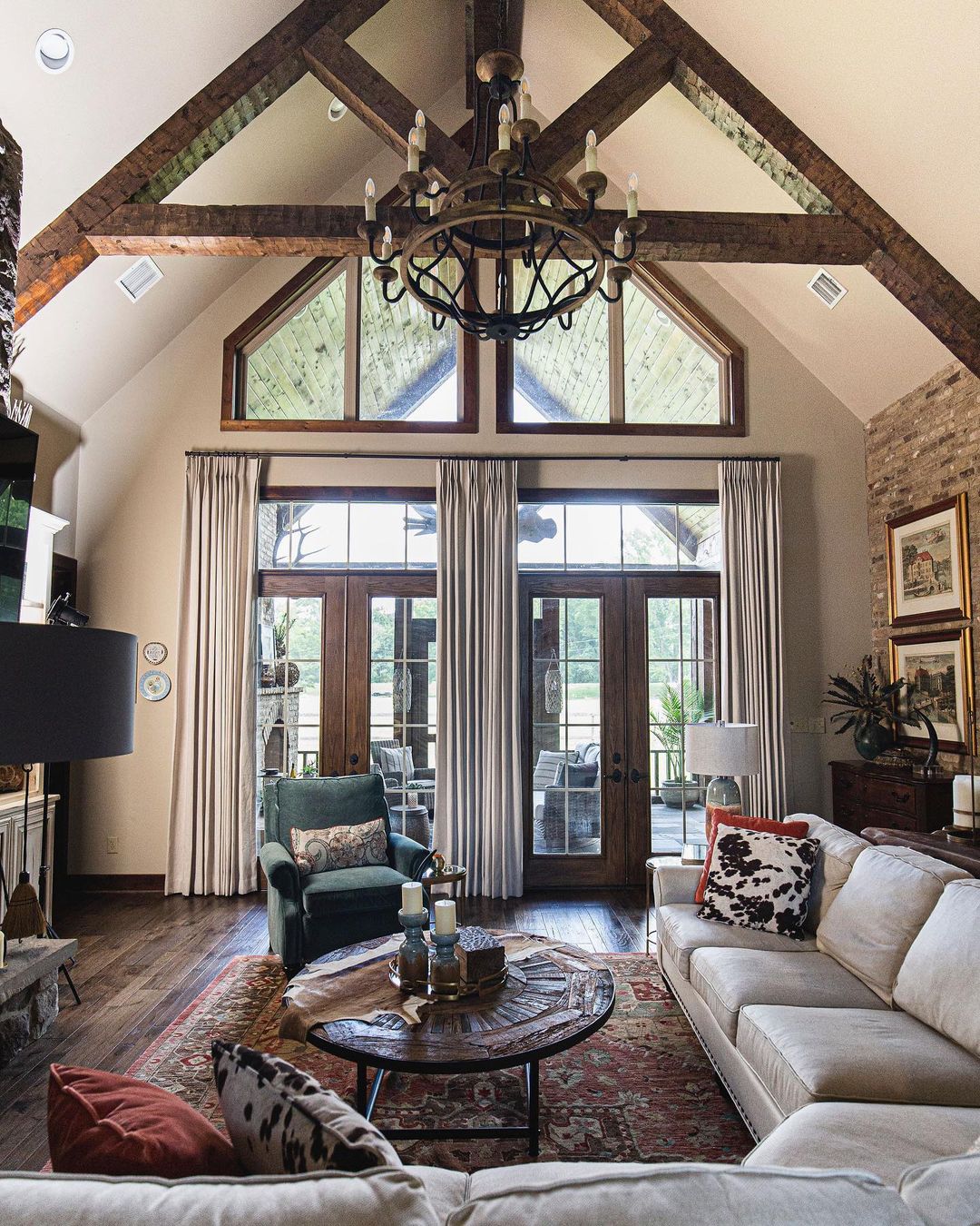 Rustic Living Room with Vaulted Cathedral Ceiling