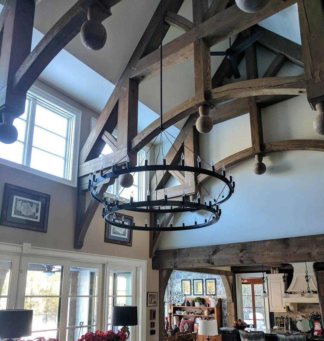 Rustic Cathedral Ceiling with Exposed Beams