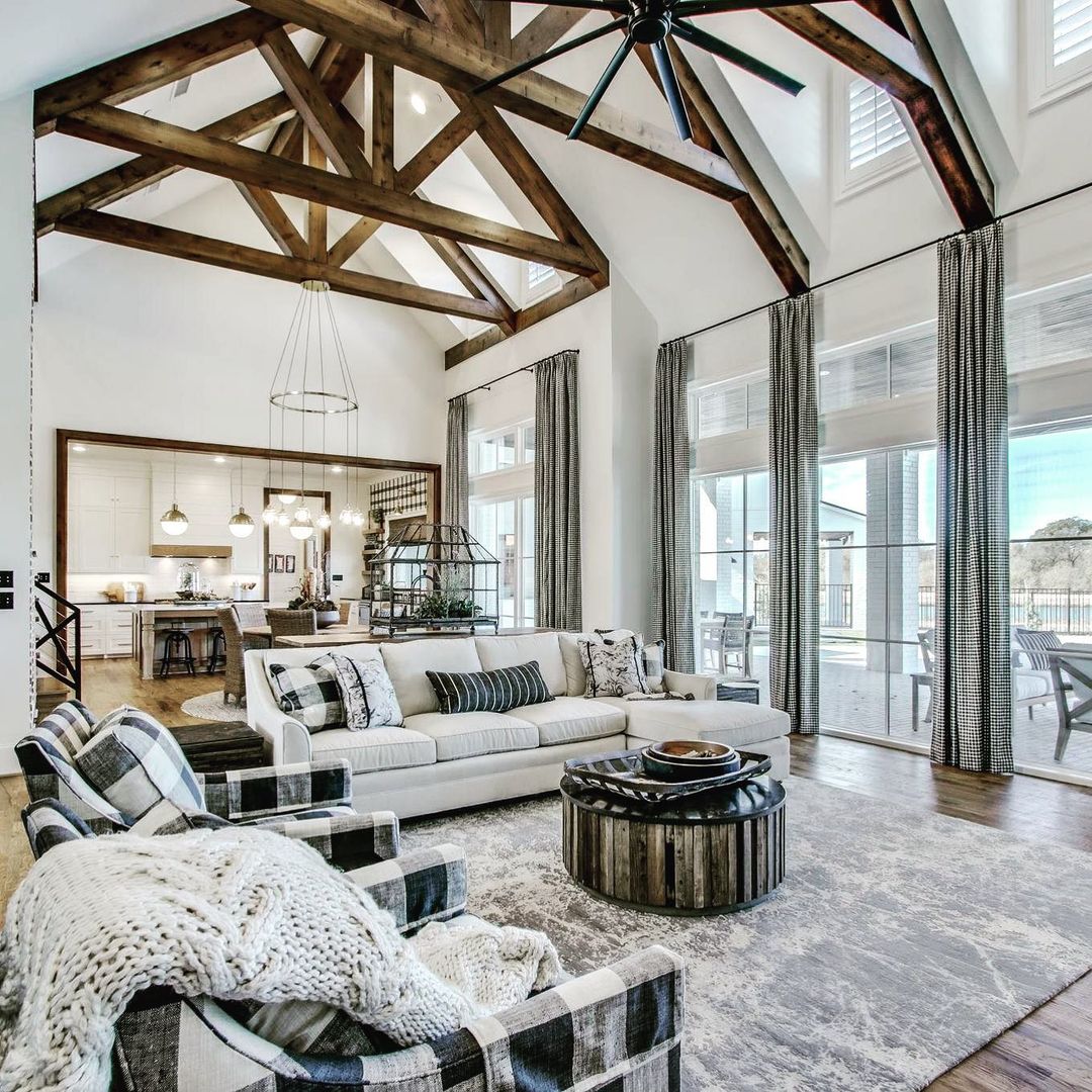 Cathedral Ceiling with Rustic Industrial Decor