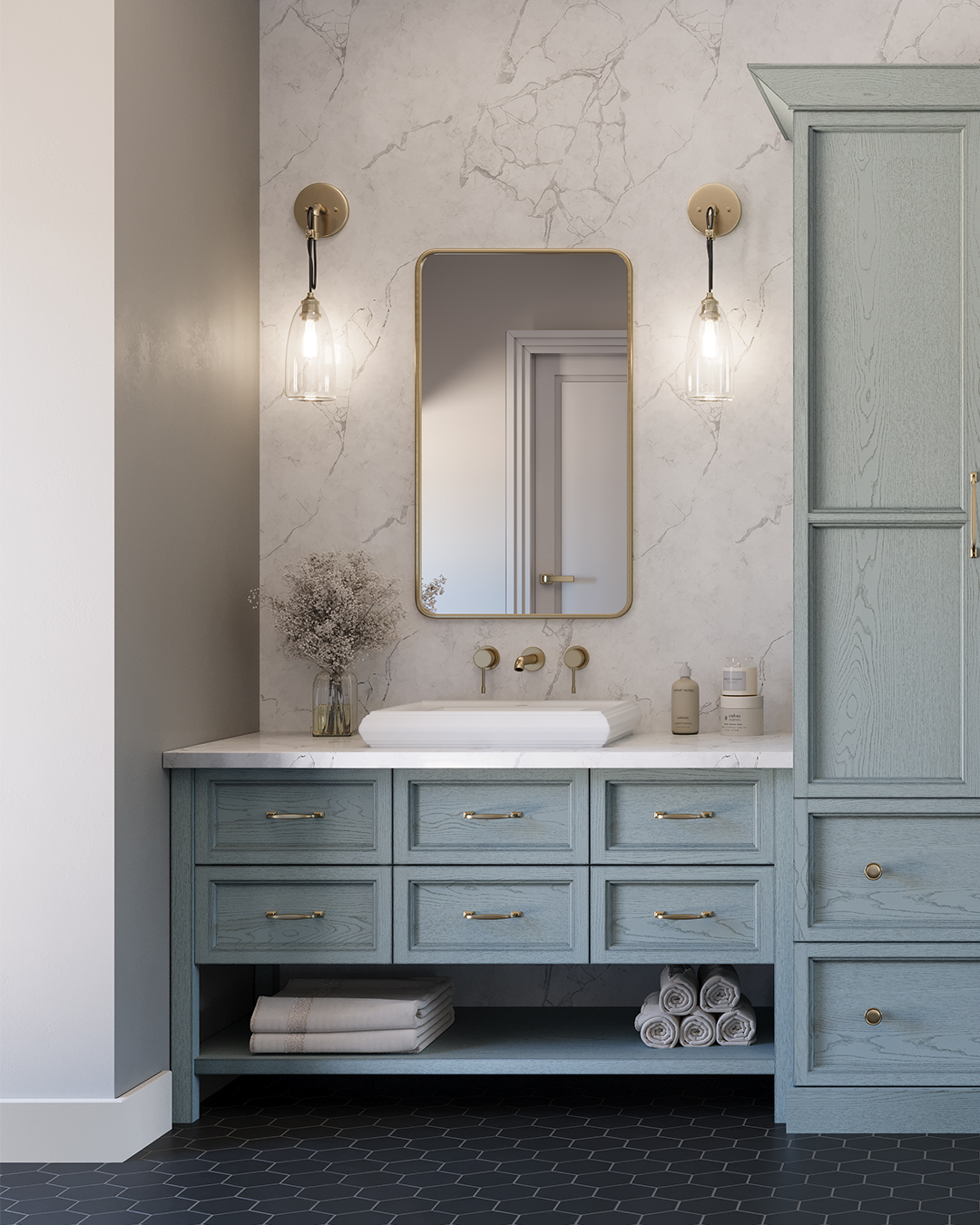 Chic Contemporary Blue-Gray Vanity