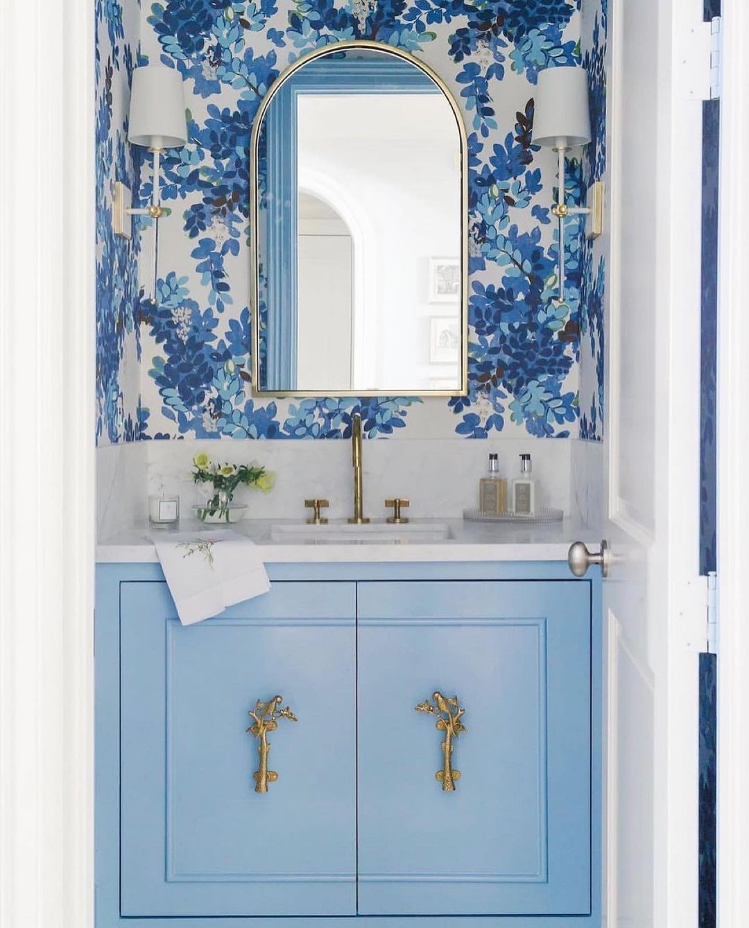 Floral and Fresh Blue-Gray Vanity