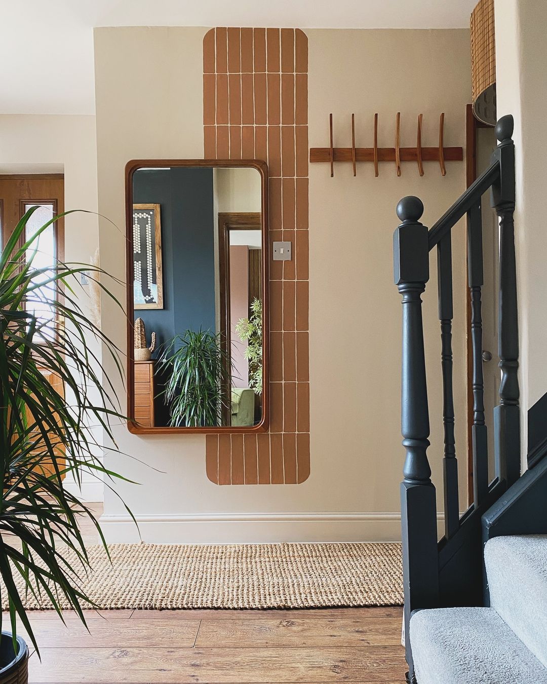 Contemporary Hallway with Wooden Accents