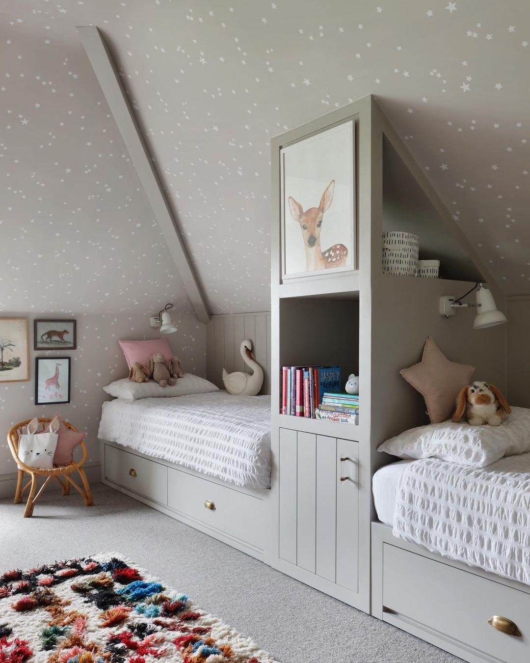 Starry Slumber: A Whimsical Attic Bedroom for Kids