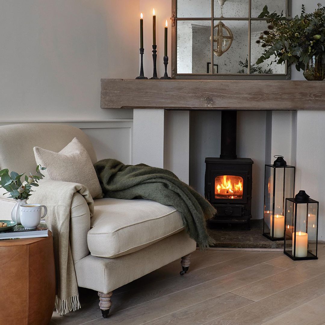 Soft Serenity: Warm Fireside Comfort