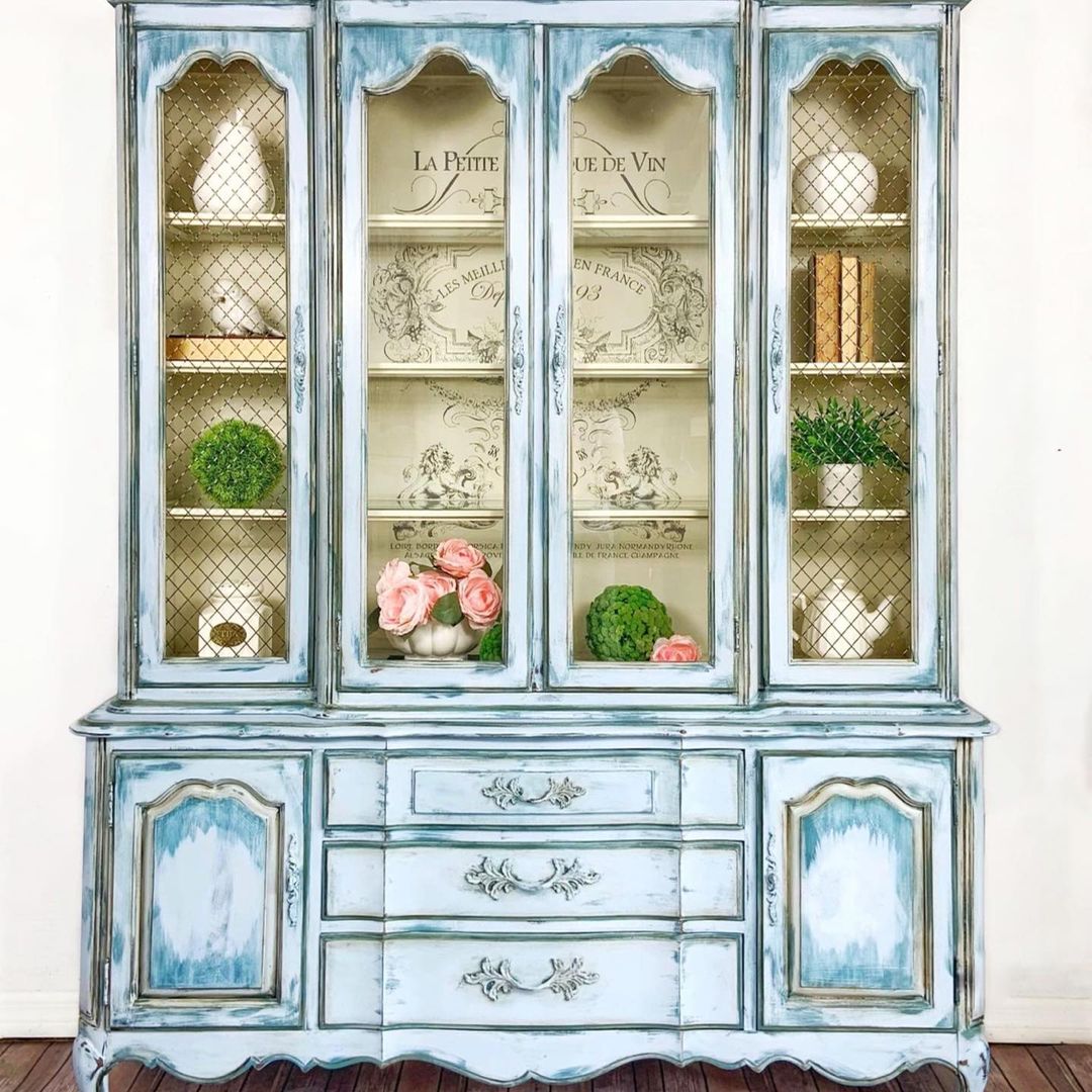 French Country Charm Display Cabinet